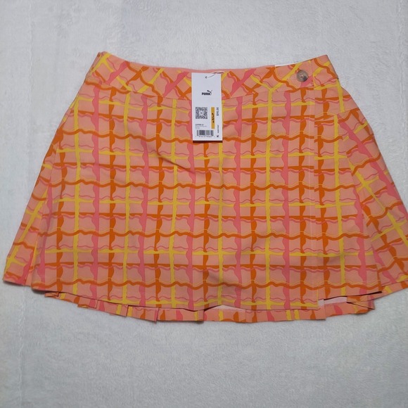 Puma Pants - Puma Wrap Skirt Womens Size Small Pink Orange Plaid New Puma x Dazey 629989 01